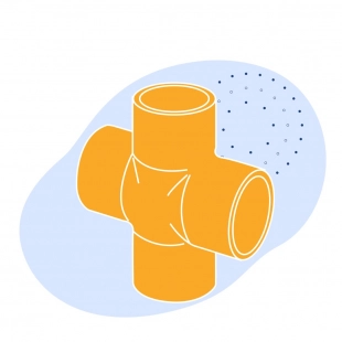 Крестовиная медная под пайку 42 мм М1р ГОСТ 32590-2013